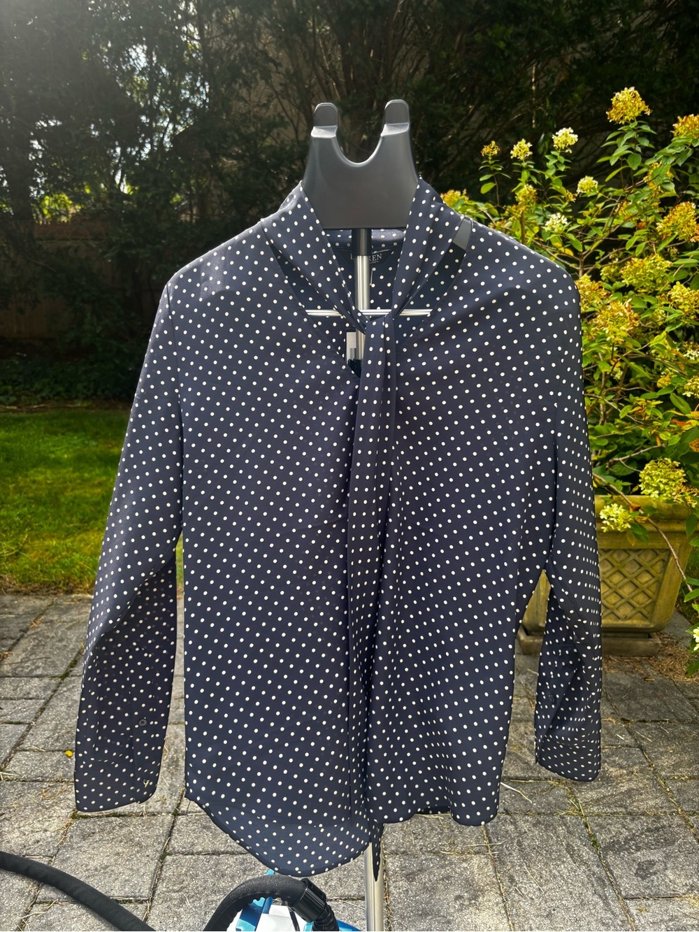 Ralph Lauren Polka Dot Tie-Neck Men's Shirt - Navy